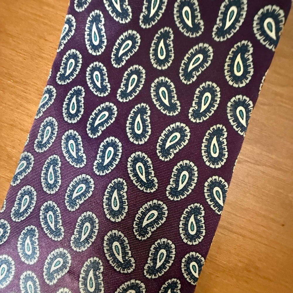 1980s Christian Dior Silk Maroon Paisley Men's Tie